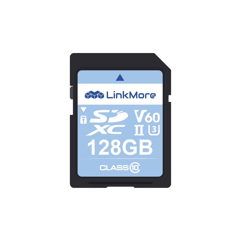 LinkMore XV26 128GB SDXC UHS-II Card UHS-II SD Card, C10, U3, V60, SD Card for Digital Camera, Drone Support 4K 8K Video, Camera Memory Cards up to 250MB/s Read Speed, 100MB/s Write Speed