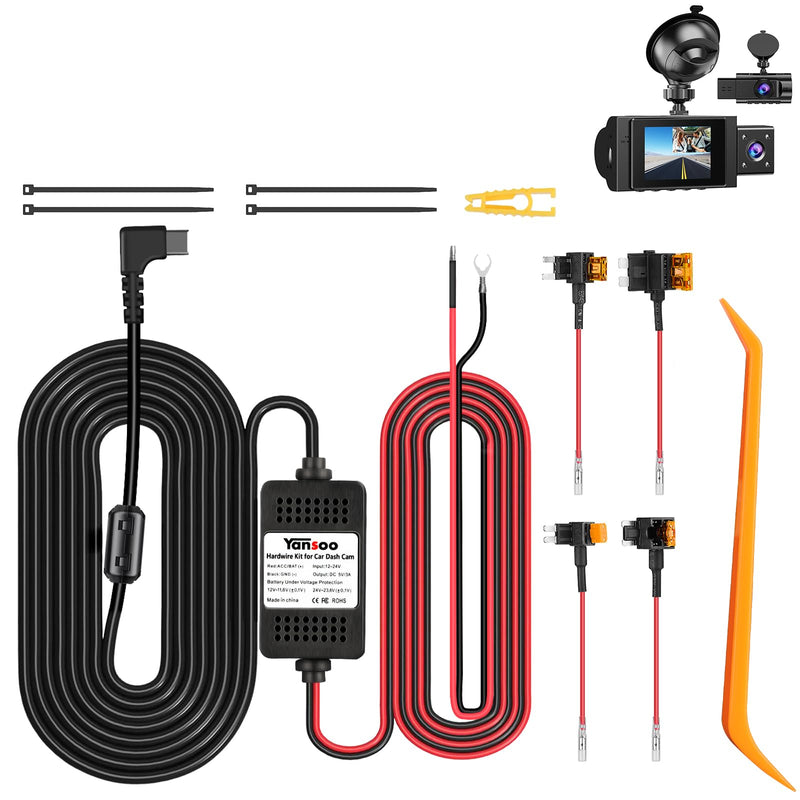 Bundle Include USB C/Type C Hardwire Kit + Yansoo Dash Cam Front and Inside