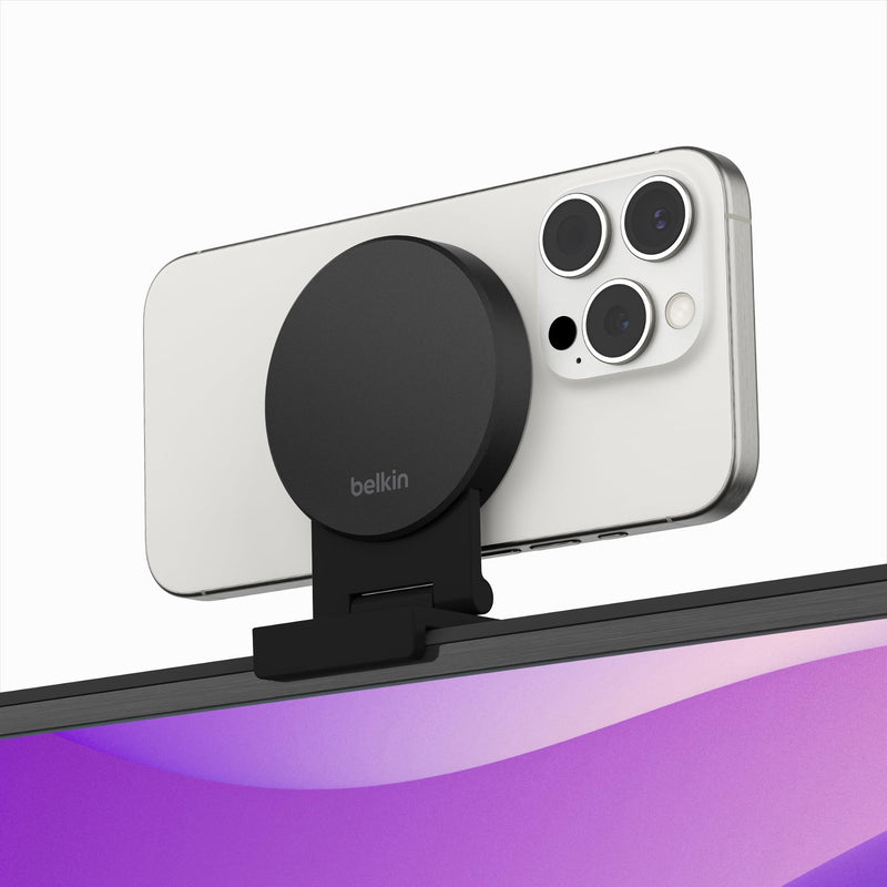 Belkin MagSafe iPhone Mount for Apple TV 4K, Continuity Camera | Turns iPhone into webcam, tvOS support, compatible with MacBook Pro, Air, iPhone 16/15/14/13, Magnetic Gray modern minimalist