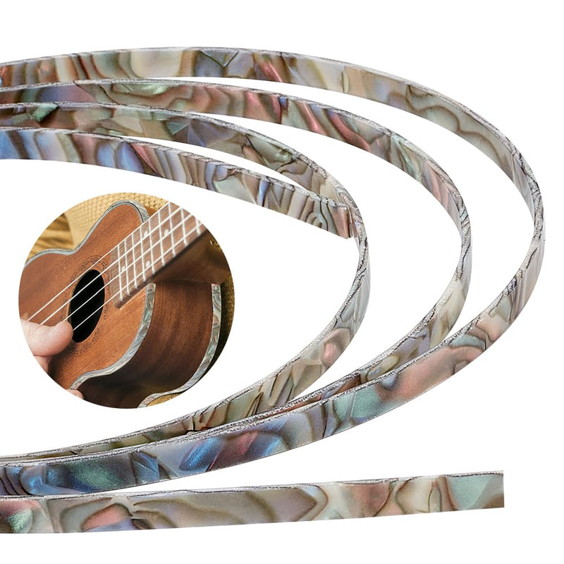 BENECREAT 4Pcs Plastic Guitar Binding Purfling Strip, 1650x3x1.5mm Imitation Abalone Shell Guitar Picks for Acoustic or Classical Guitar Multicolor