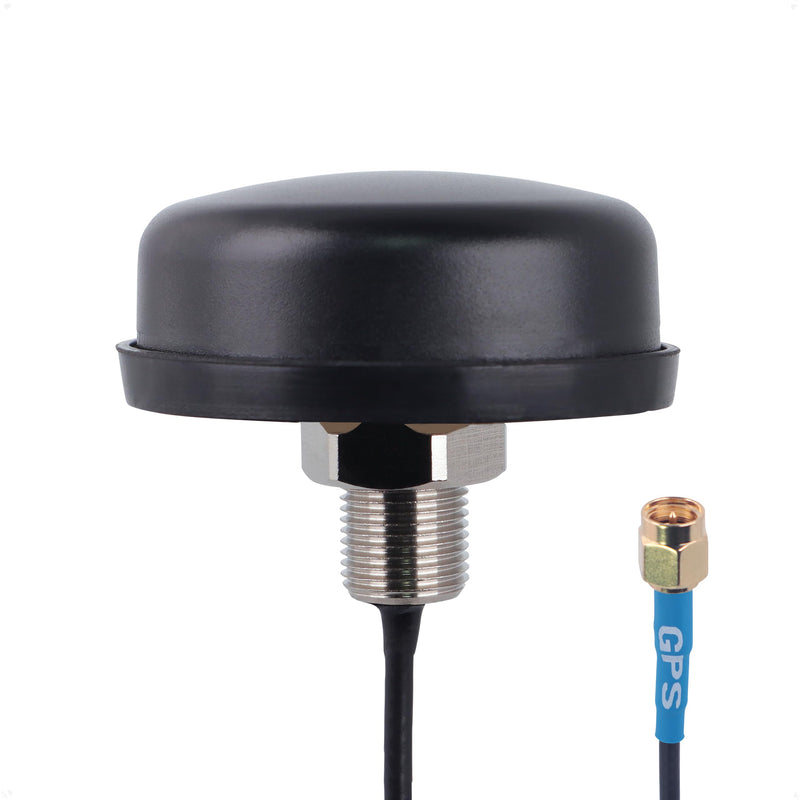 Proxicast Active/Passive GPS Antenna SMA - Through Hole Screw Mount Puck Antenna with Straight SMA Male Connector on 6 ft Coax Lead - 28 dB LNA (ANT-190-020) 6 ft lead - SMA Male