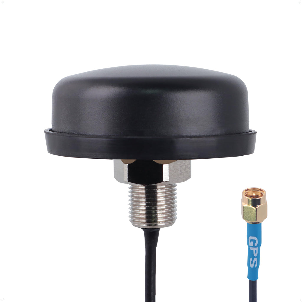 Proxicast Active/Passive GPS Antenna SMA - Through Hole Screw Mount Puck Antenna with Straight SMA Male Connector on 3 ft Coax Lead - 28 dB LNA (ANT-190-010) 3 ft lead - SMA Male