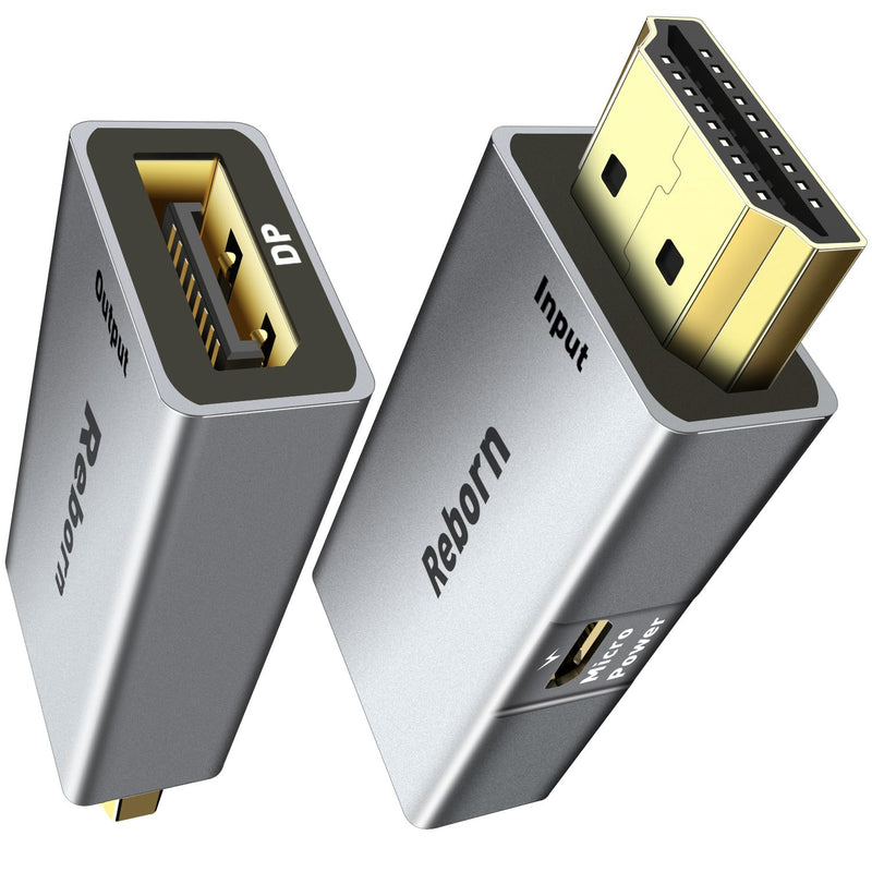 Reborn HDMI to DisplayPort Adapter | 4K@60Hz HDMI (Source) 2.0 Male to DP (Display) 1.2 Female Converter [1 Pack] HDMI to Display Port Adapter Compatible with Laptop,AMD,NVIDIA,PS5,Xbox and More