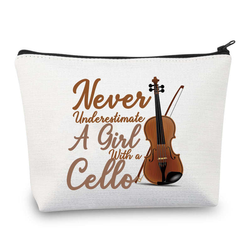 BDPWSS Cello Gift Cello Lover Cello Player Gift Cello Music Teacher Gift Never Underestimate A Girl With A Cello Makeup Bag (Girl With Cello) Girl With Cello