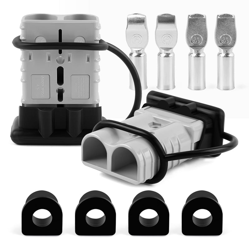 Delgada 350A Battery Quick Connect/Disconnect for 2/0AWG Cable Battery Quick Connect 600 Volt Power Connector Plug Kit 12V Winch Trailer 350Amp