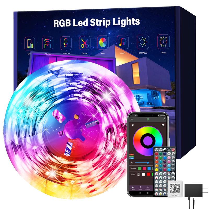 100 ft LED Lights for Bedroom Music Sync RGB LED Strip Lights with APP & Remote Control LED Lights for Room Home Party Christmas Wall Decor 100ft