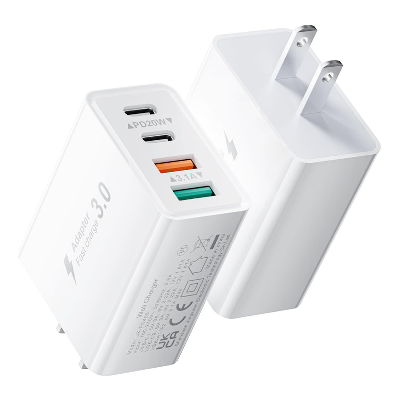 40W USB C Charger Block Fast Charging Cube, 2-Pack Type C Brick Dual PD&QC Wall Plug Adapter for iPhone ALL Series & iPad, Tablets, for Samsung, Cell Phones Android 2-Standard