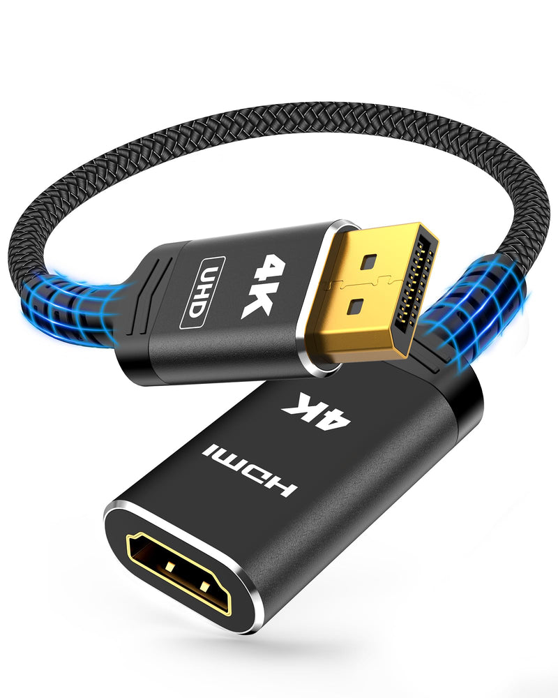 [AUSTRALIA] - Highwings 4K DisplayPort to HDMI Adapter, Uni-Directional DP to HDMI Adapter Converter Cable Male to Female, HDMI Abapter Compatible with Laptop Desktop HDTV Monitor Projector, Black, Passive 4K-1 Pack 