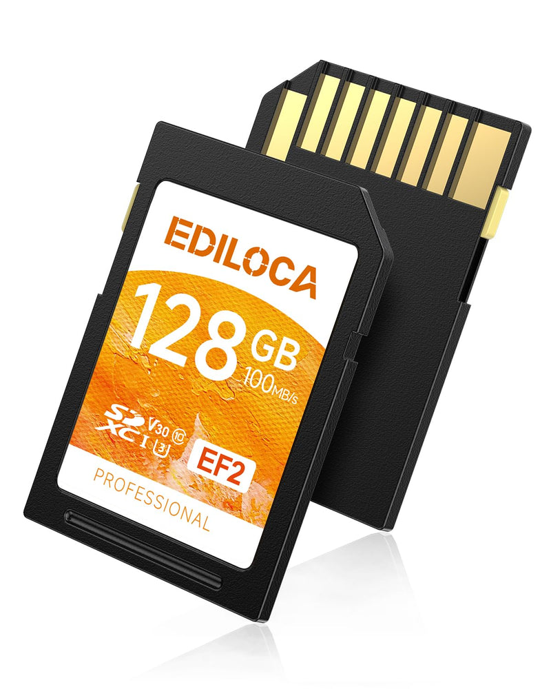 EF2_128GB UHS-I SD Card UHS-I Memory Card Fast Storage, Read Speed 100MB/s, Write Speed 90MB/s, C10, U3, V30, Full-HD & 4K Video, SD Card, Must-Have for Professional Photographers 128GB EF2 -100MB/s
