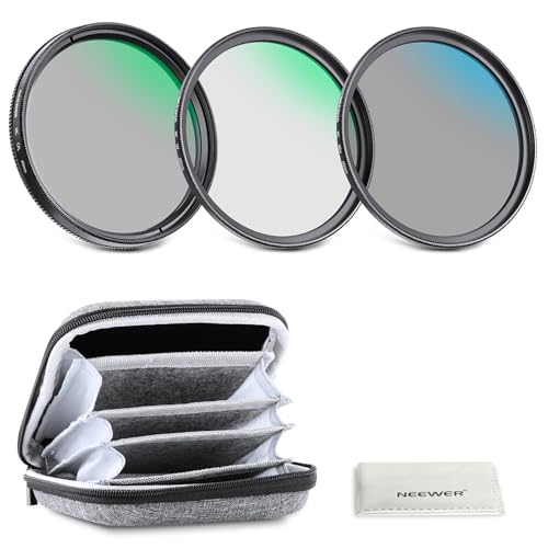 NEEWER 46mm UV/CPL/ND Lens Filter Kit with Hard Shell Storage Case, Multicoated Optical Glass & Aluminum Alloy Frame, UV + Circular Polarizer (CPL) + Neutral Density (ND4) Filter for Camera Lens UV+CPL+ND4