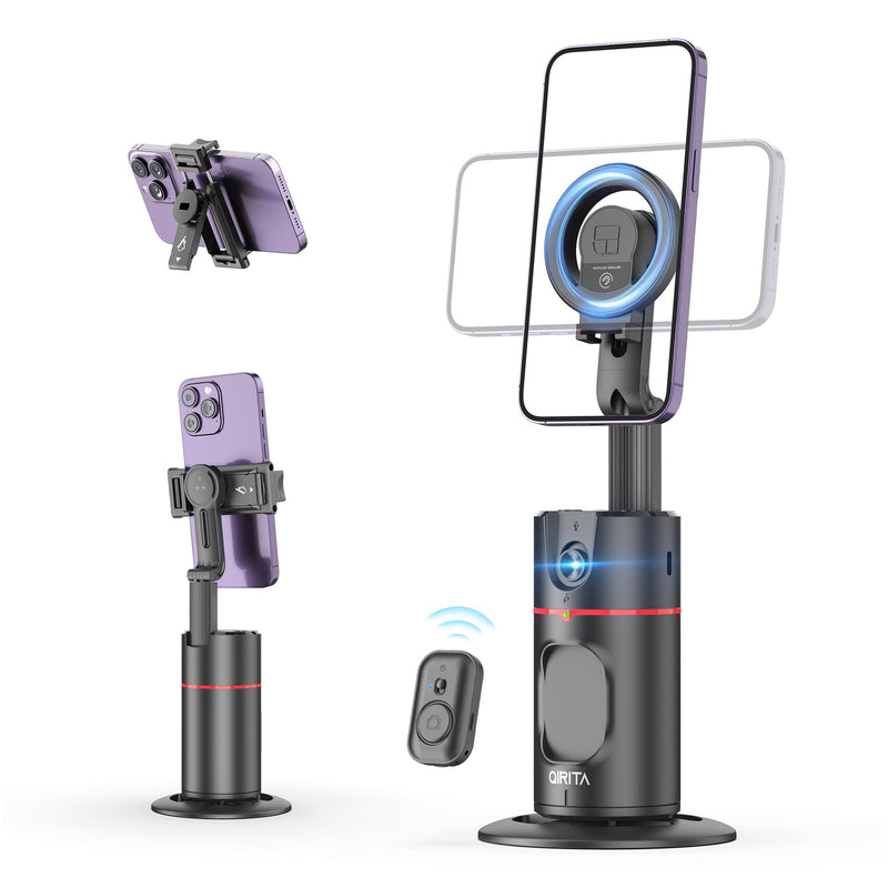 Auto Face Tracking Phone Holder, Magnetic Face Tracking Tripod 360 Rotation with Stand & Remote, Face Body Phone Tracking Tripod, No App, Smart Shooting Camera Mount for Live Video Recording Tiktok