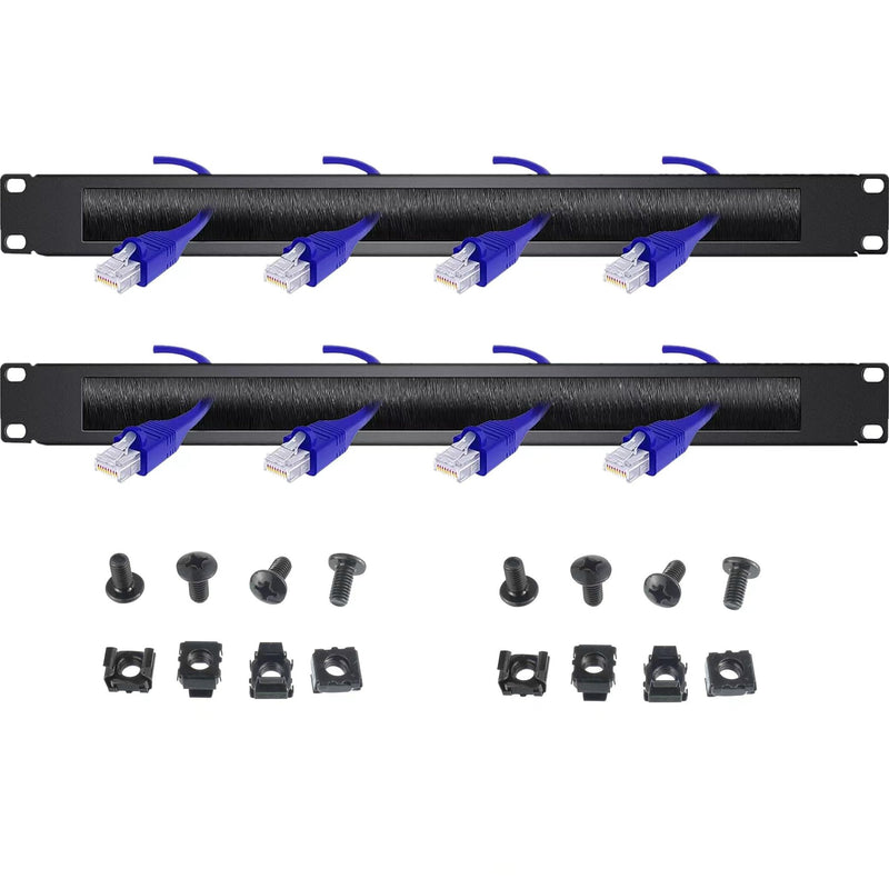 1U Brush Panel (2 Pack) 19 inch Rackmount Strip Cable Management Spacer for Network Server Rack Cabinet Enclosure - High Density Filler (Increased Airflow - Decreased Dust Acumulation)