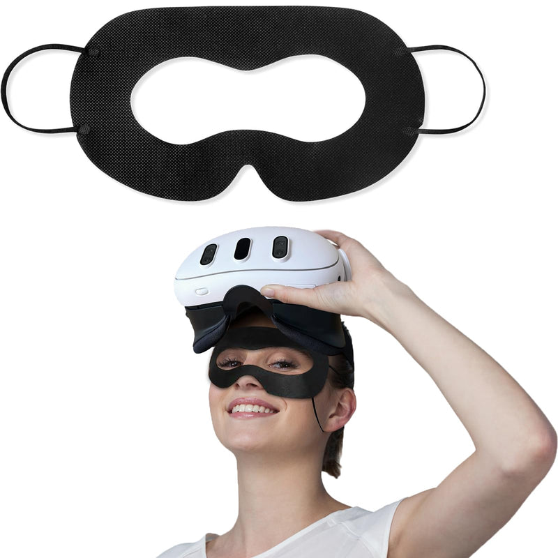VR Face Cover Disposable Hygiene VR Face Eyes Mask Pads Facial Interface for Meta Quest 3 Quest 2, Accessories for Apple Vision Pro (Set 50, Black) VR Face Pad Cover Black