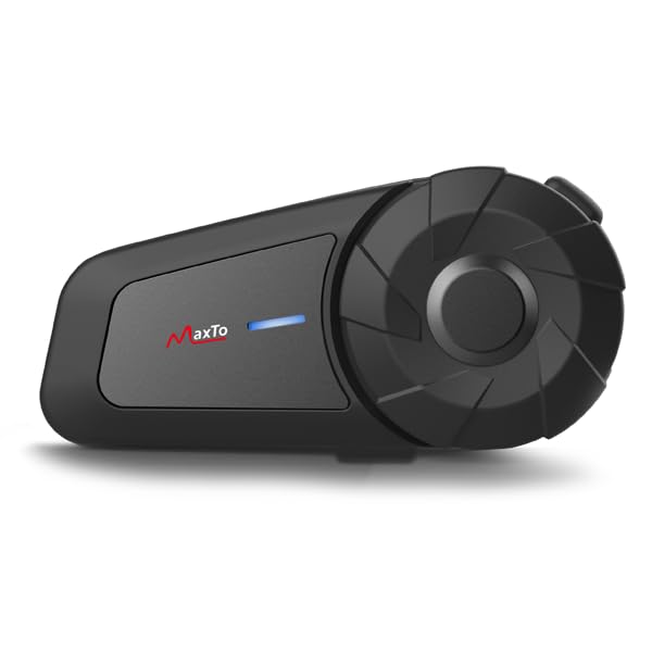 MAXTO MX1 Motorcycle Bluetooth Headset for 2 Riders 800M Intercom, 1 Pack | IPX6 Waterproof, HiFi Stereo Sound, Universal Intercom Communication Systems, 2 in1 Microphone, Motorcycle Helmet Speakers