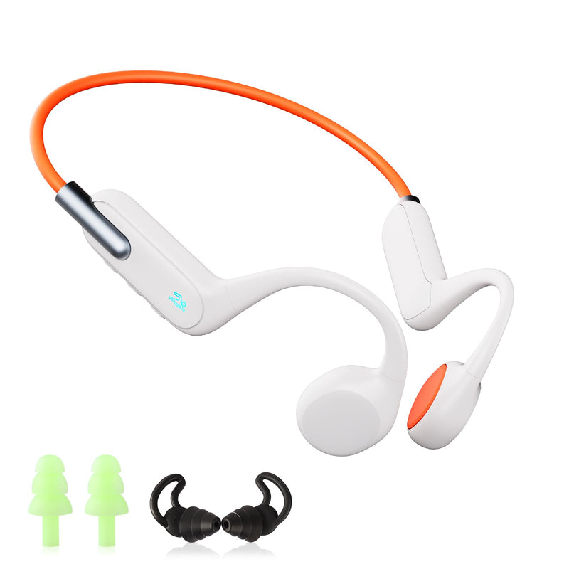 HIFI WALKER Bone Conduction Headphones, Waterproof Swimming Headphones, Open Ear Headphones Wireless Bluetooth 5.3, Built-in MP3 32G Memory, Underwater Headset for Swimming, Sports, Running, Cycling Apricot