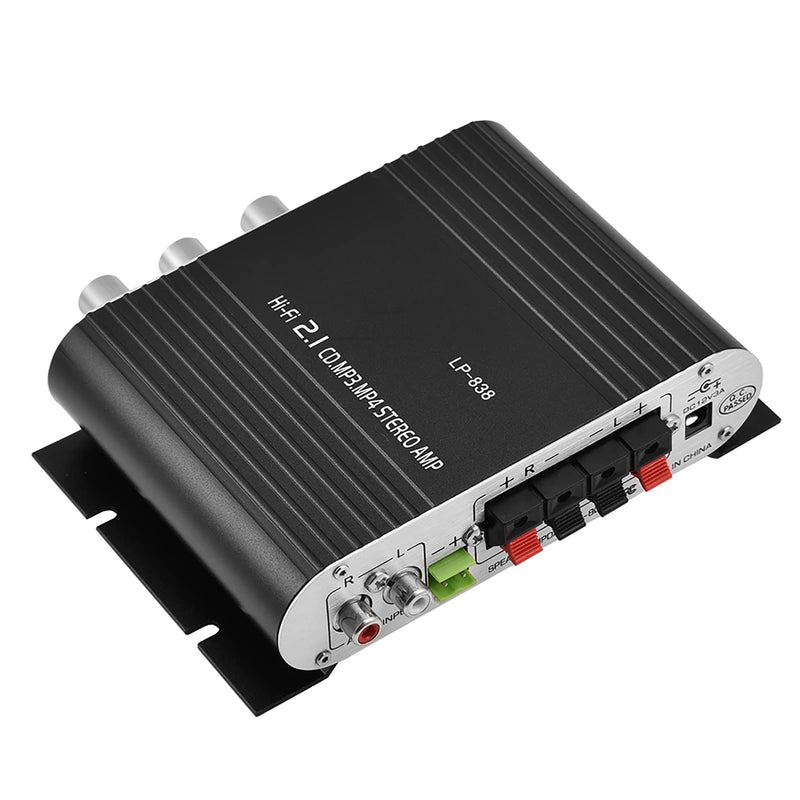 Stereo Audio Amplifier Receiver, 15Wx2 Output Stereo Bass Home Amplifiers, with 3.5mm and Port, Digital Amp for Car, MP3, MP4, CD Players (Black) Black