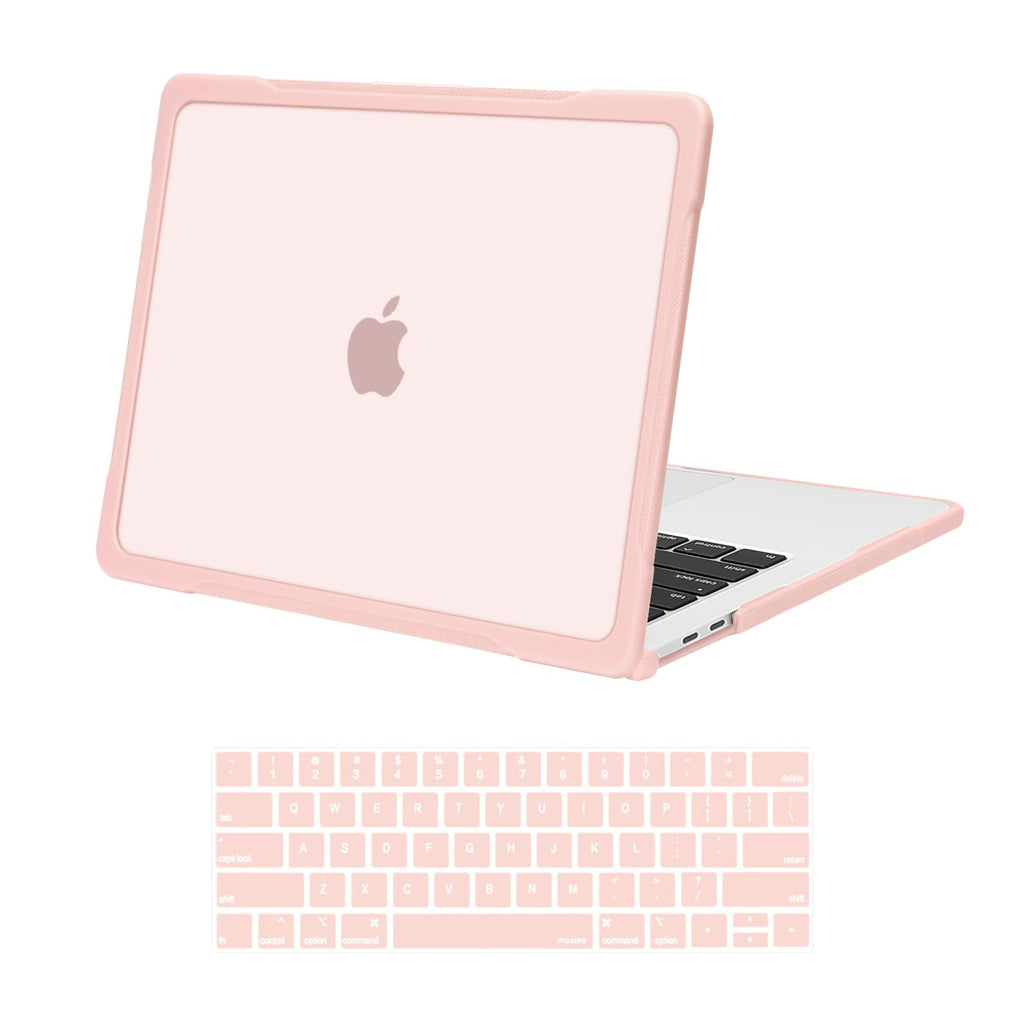 MOSISO Compatible with MacBook Pro 13 inch Case M2 2024-2016 A2338 M1 A2251 A2289 A2159 A1989 A1708 A1706, Soft TPU Bumper Anti-Cracking&Anti-Fingerprint Plastic Hard Shell&Keyboard Cover, Pink