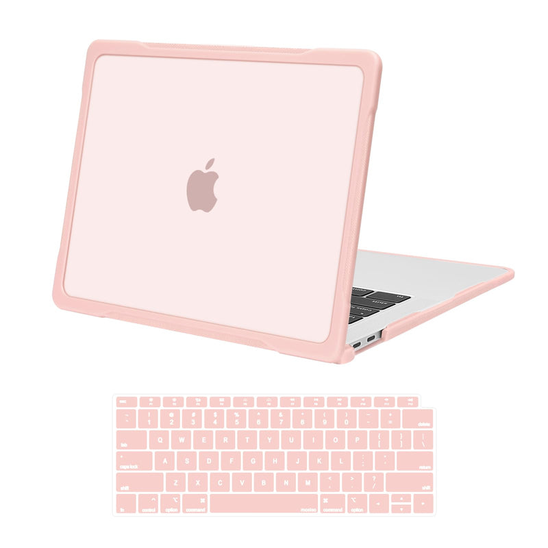 MOSISO Compatible with MacBook Air 13 inch Case 2022, 2021-2018 Release A2337 M1 A2179 A1932 Touch ID, Soft TPU Bumper Anti-Cracking & Anti-Fingerprint Plastic Hard Shell&Keyboard Cover, Pink