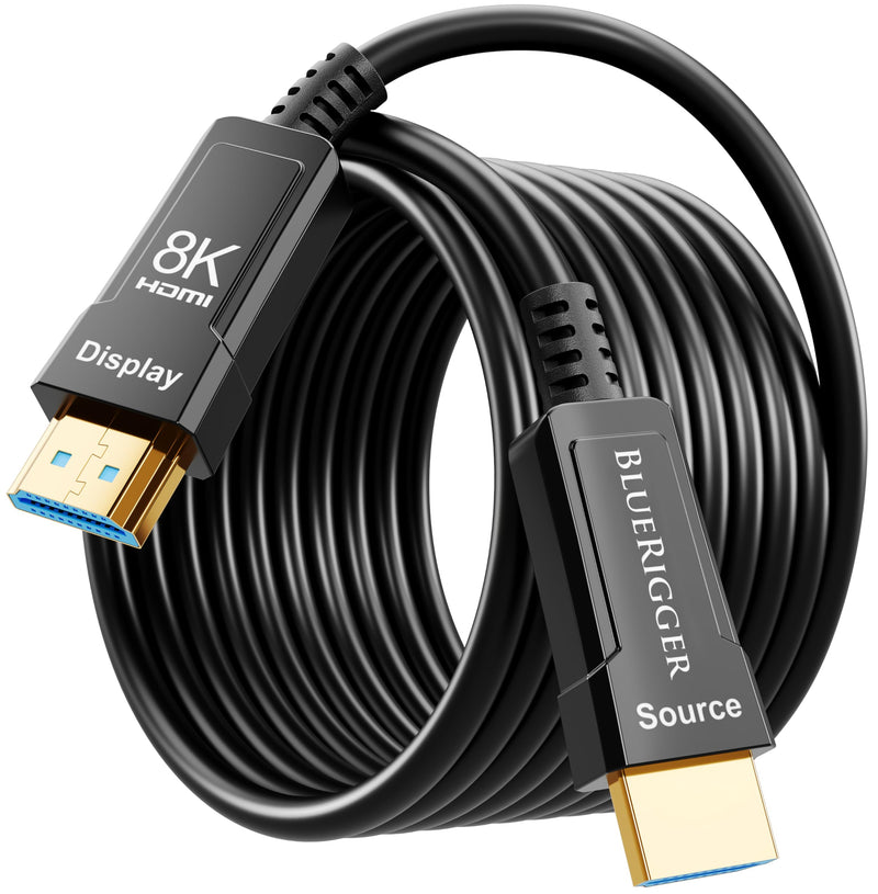 BlueRigger 10K 8K Fiber Optic HDMI 2.1 Cable 25FT in-Wall CL3 Rated 48Gbps | 8K 60Hz, HDR10+, eARC, HDMI Cord, Unidirectional Extra Long HDMI Cable - Ultra High Speed 2.1 Cable - for Gaming, VR, HDTV