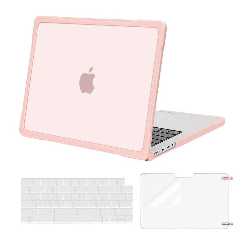 MOSISO Compatible with MacBook Pro 14 inch Case 2024 2023 2022 2021 Release M3 A2918 A2992 M2 A2779 M1 A2442, Soft TPU Bumper Plastic Anti-scratch Hard Case&Keyboard Cover&Screen Protector, Pink