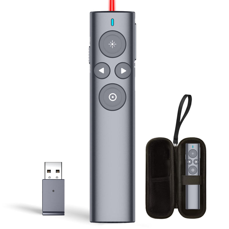 Norwii N95s Presentation Clicker with Digital Laser Pointer for TV Screen | Presentation Remote with spotlight and magnifier functions, work on any screen. Built-in 32GB flash on USB, comes with app Red - USB-A