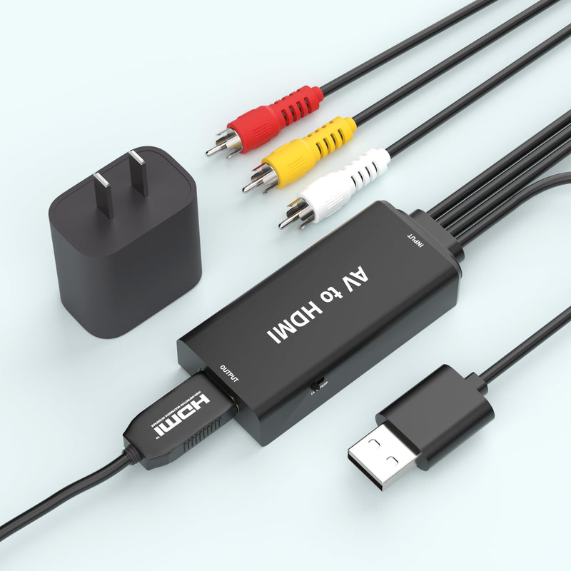 [AUSTRALIA] - RCA to HDMI, AV to HDMI Converter, 1080P Mini RCA Composite CVBS Video Audio Converter Adapter, Supports PAL/NTSC, Suitable for TV/PC/PS3/STB/Xbox VHS/VCR/Blu-ray DVD Player RCA to HDMI 