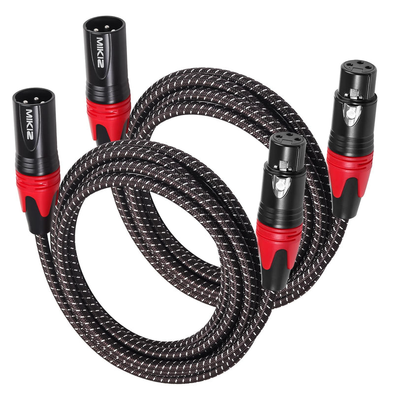 6ft XLR Cables Braided 2 Pack Red Color Coded, Premium XLR Patch Cables Short for Microphone DJ Anti-tangling 2-Pack 6ft (Red) 2-Pack XLR Male to Female