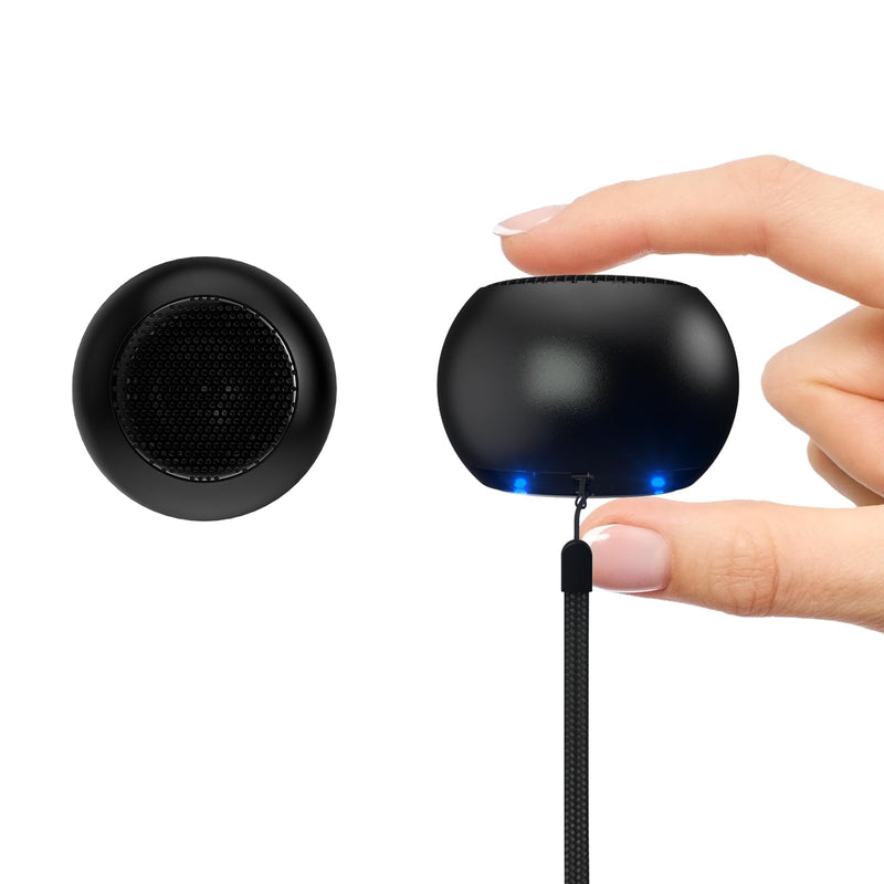 [AUSTRALIA] - 2Pack Portable Mini Speaker, Bluetooth Tiny Speaker,Wireless Micro Speaker for Phone/PC/Tablet, Rechargeable Battery, Built-in Microphone, Cute Mini Speaker with Strap to Carry, Black 
