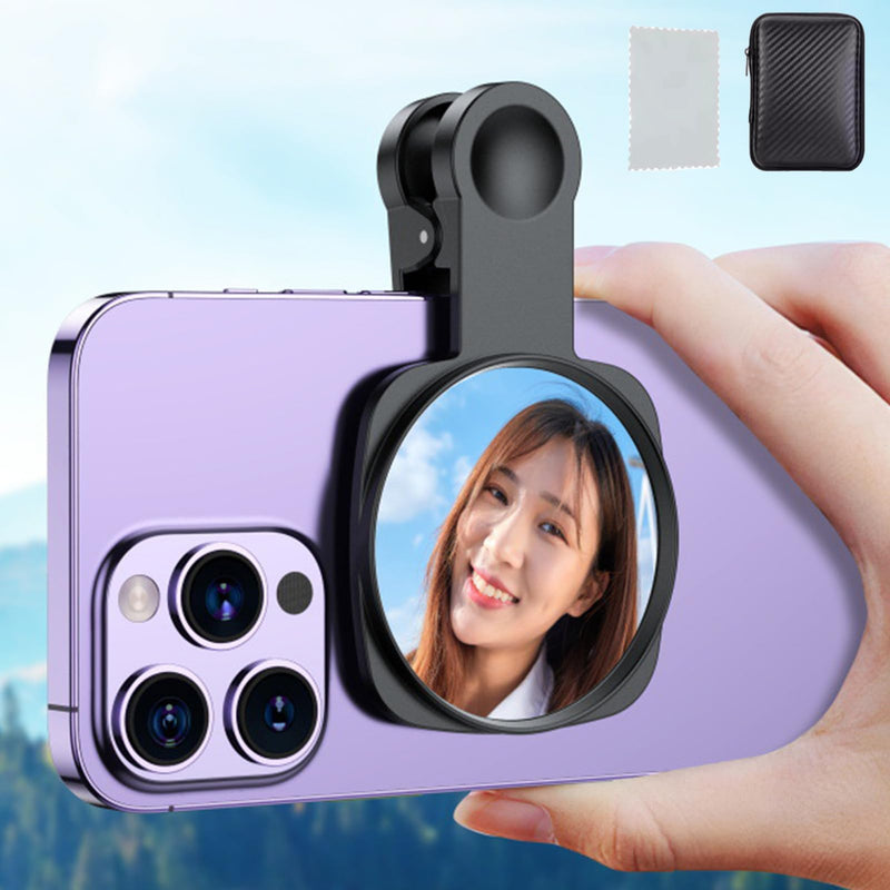 WOWNOVA Clip Selfie Mirror for Phone Back Camera Live Streaming, Vlogging and Selfies, 2.36" Selfie Mirror Compatible with iPhone Back Camera, HD Reflective Selfie Mirror Clip for Phone Rear Camera