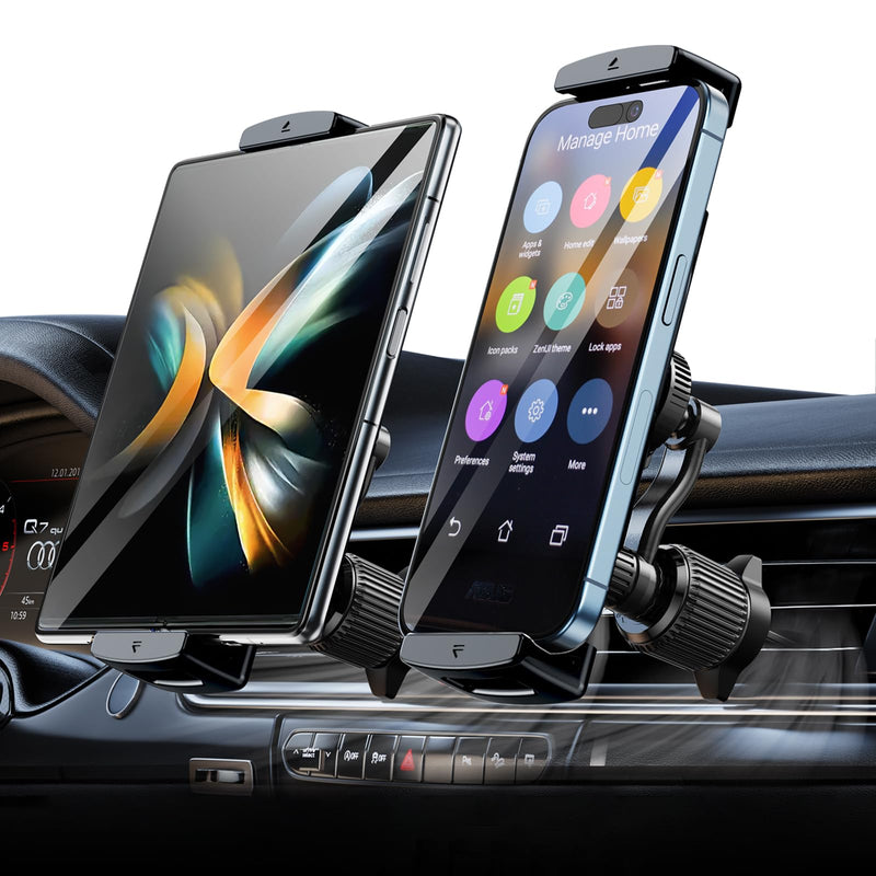 Z Fold 8 Car Mount Accessories, Secure Clamp, Long Arm Vent Clip | Car Phone Holder for Z Fold 8 7 6 Pixel Pro Fold iPhone Android, No Block Vent, Grip Firmly, Case Friendly, Broad Compatible Vent-LongArm
