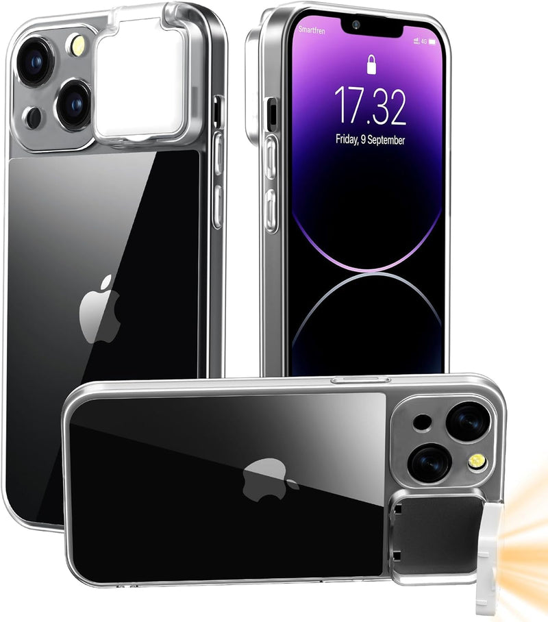 [AUSTRALIA] - Selfie Light for iPhone 15 Case with LED Built-in Light-Up Rechargeable for TIK Tok/Stream/Makeup/Live/Video- Selfie (2 Models, 3 Level Brightness) (Clear, for iPhone 15) Clear 