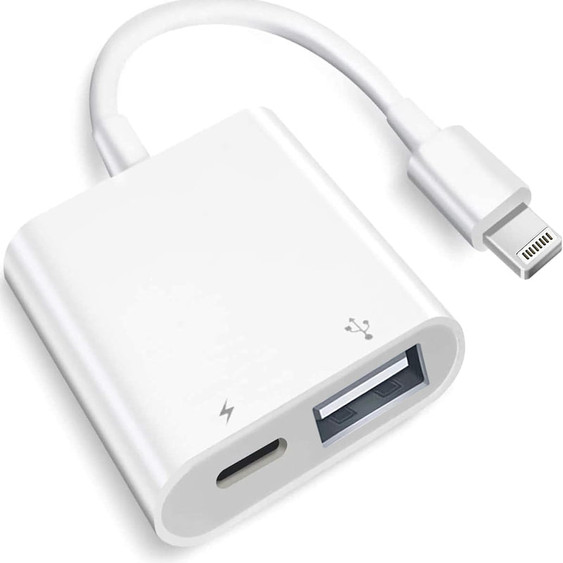 [AUSTRALIA] - [Apple MFi Certified] Lightning to USB Camera Adapter with Charging Port, Portable USB 3.0 Female OTG Cable for iPad to Connect Card Reader USB Flash Drive, Compatible for iPhone iPad white 