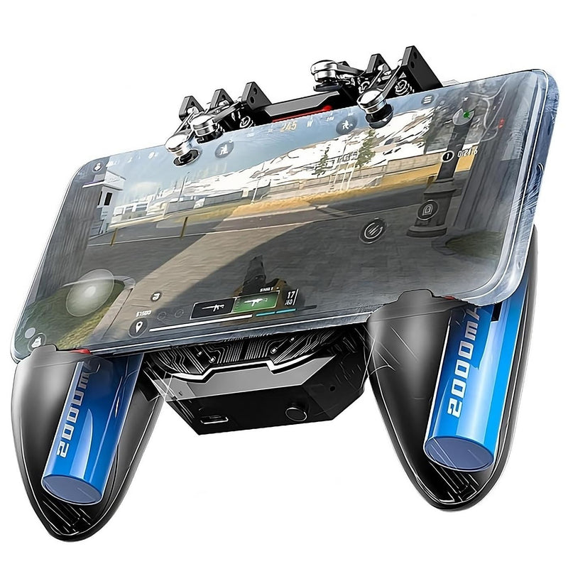Mobile Game Controller Fast Cooling Phone Gamepad 4 Trigger 6 Finger Operation Grip 4000 mAh Built-in battery Rechargeable for iPhone, Samsung, Oneplus, Pixel, compatible with PUBG CoD Warzone Mobile