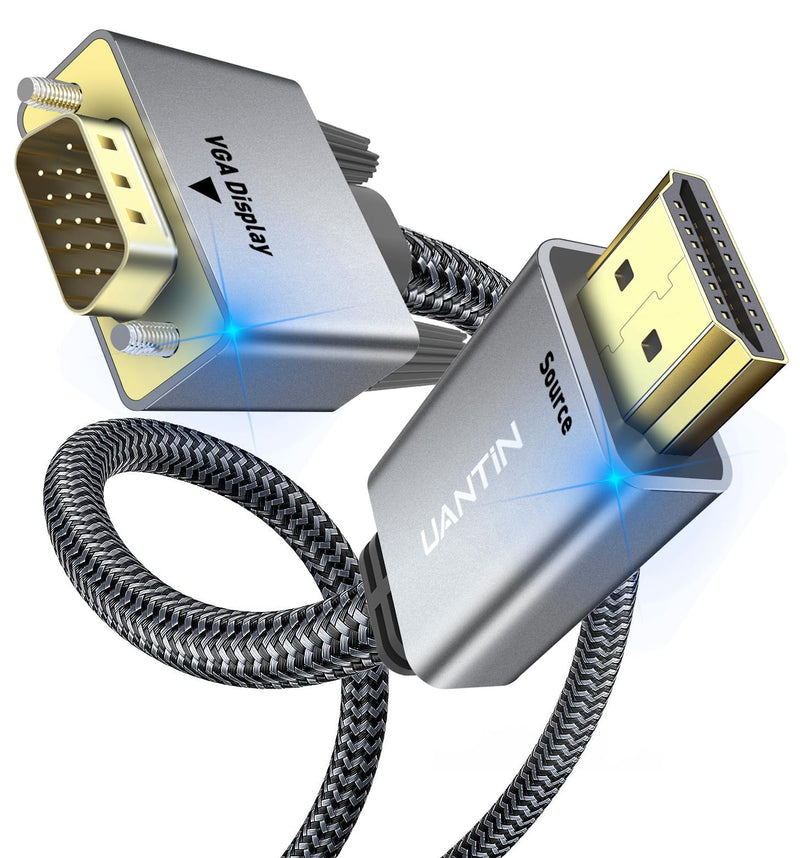 HDMI to VGA Cable Adapter 10FT |Anti-Interference Gold-Plated Plugs| 1080P Aluminum HDMI Source to VGA Display Braided Cord (Male to Male) for PC,Laptop,Xbox,Graphics Card,Monitor More 1 Pack