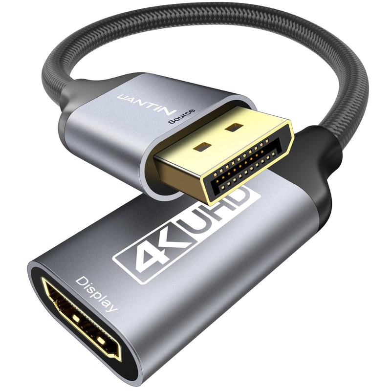 Display Port to HDMI 4K Adapter | Braided DP DisplayPort Male to HDMI Female Uni-Directional Converter for PC Dell HP AMD NVIDIA Laptop HDTV Monitor and Other Passive 1 Pack