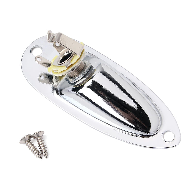 Boat style 1/4 inch Guitar Input Jack Socket Plate Output Loaded parts Guitar Strat jack for Fender Stratocaster Strat St Mono for Electric Guitar Replacement Parts (Chrome) Chrome