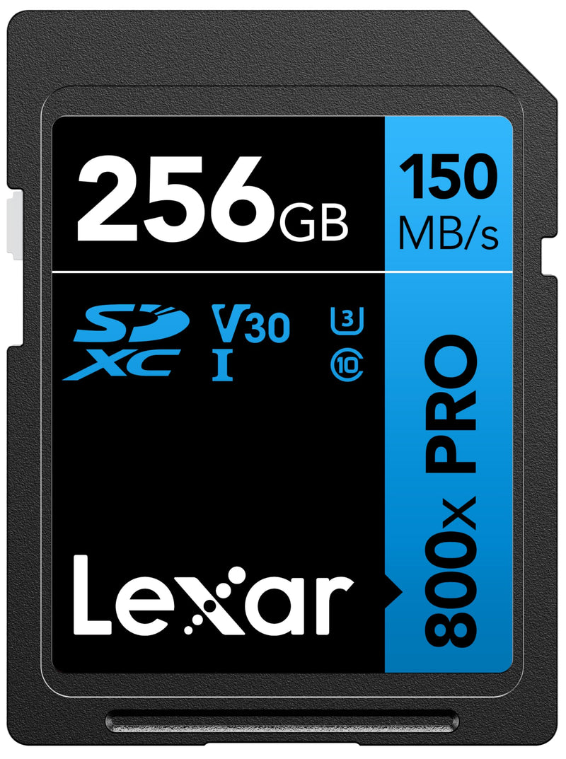 Lexar 256GB High-Performance 800x PRO SDXC UHS-I Memory Card, C10, U3, V30, 4K UHD Video, Up to 150MB/s Read, for Point-and-Shoot & Mid-Range DSLR Cameras, HD Camcorders (LSD0800P256G-BNNNU) Single