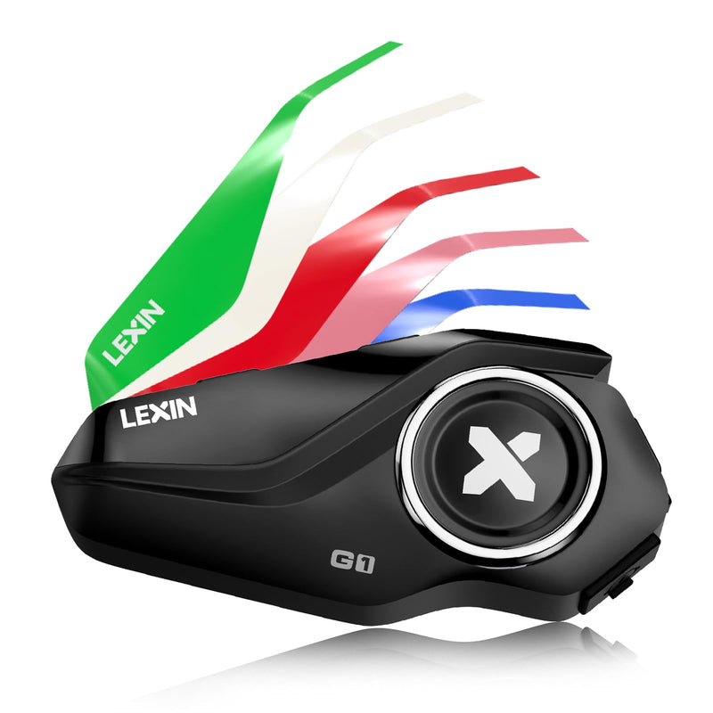 LEXIN G1 Motorcycle Bluetooth Headset, Waterproof Helmet Headphones with 2 Types Microphones, Hands-Free Call/Music/GPS, 6 Shells/USB-C Fast Charging/Noise Cancelling, Compatible with ATVs/Dirt Bike
