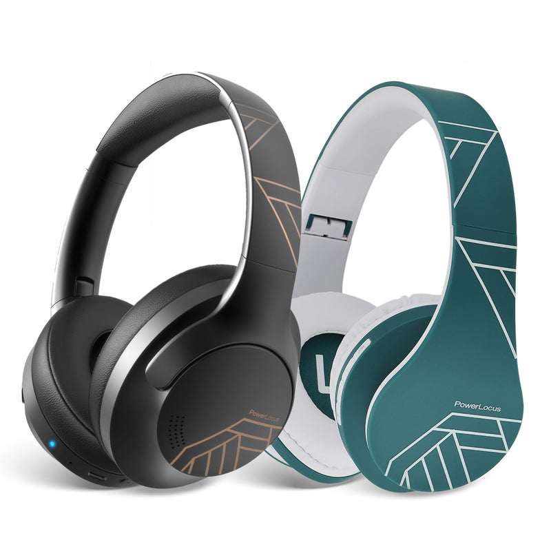 PowerLocus P3 Black/Gold x P2 Blue Wireless Headphones Over Ear