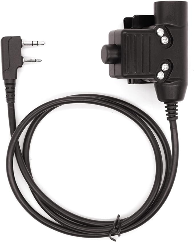 2 Pin K1 Plug Tactical Headset U94 PTT Adapter 7.1mm Push to Talk Radio Connector Cable for UV-5R AR-152 BF-888S BF-F8HP UV-82 UV-82HP (Military Wiring Type) Military Wiring Type