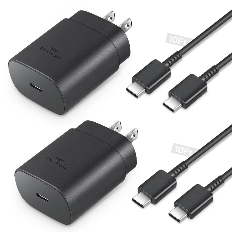 Type C Charger Fast Charging, 2 Pack 25W USB C Charger Type C Super Fast Charging with 10 FT Android Phone Fast Charger USB C Cable Compatible with Galaxy S24 Ultra/S23/S22/S21/S20/Phone 15 Pro Max
