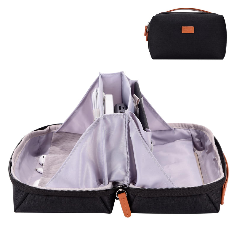 [AUSTRALIA] - DDgro Electronics Organizer Travel Pouch - Perfect Accessory Bag for Electronics, MacBook Charger & Cords, Cables, Hard Drive (Black-Brown) Black-Brown 