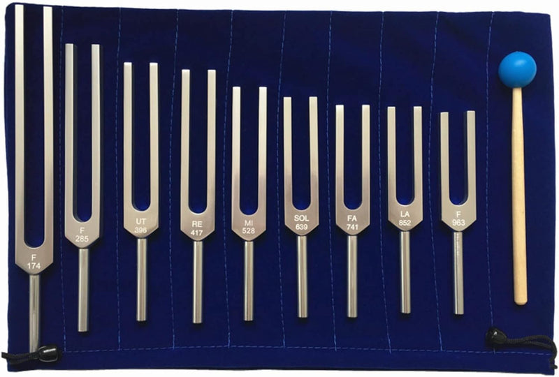 [AUSTRALIA] - Tuning Fork Set 10 Pcs with All Healing Solfeggio Frequency (285 Hz, 396 Hz, 417 Hz, 528 Hz, 639 Hz, 741 Hz, 852 Hz, and 963 Hz) 