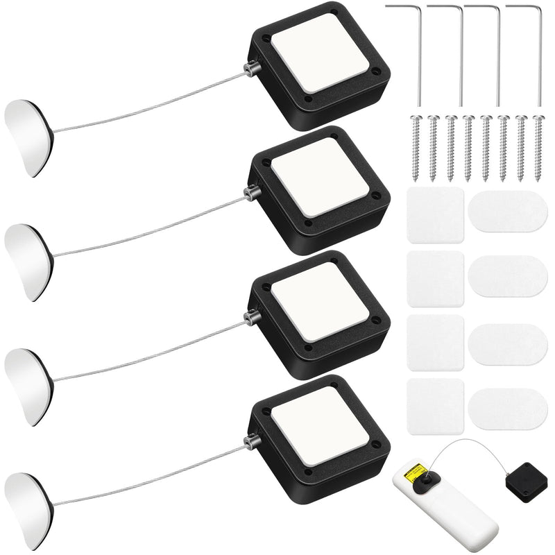 4 Pcs 6.5 ft Retractable Cable Lock with Double Sided Adhesive and Screws Remote Control Security Lock Anti Lost Rope Hardware Cable Lock Security Lanyard Lock for TV Tablets Showroom
