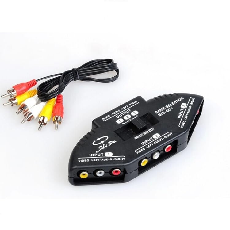 AV SWITCHER AV Switch 3 Way Outlets Converter Port Splitter RCA Audio Video AV Switch Box Game Selector (3 in 1 Out) for TV