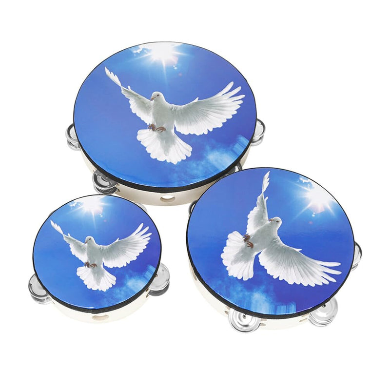 UPKOCH 3pcs Kids & Adult Tambourine Set -6'',8'', 10" Handheld Percussion Instruments with Double Row Jingle, Perfect for Beginners, Music Classes, and Parties