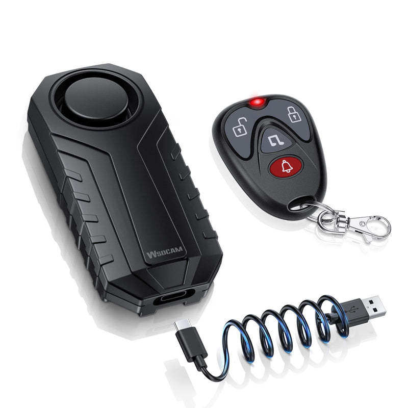 [AUSTRALIA] - WSDCAM Wireless Bike Alarm with Remote, Rechargeable 113dB Loud Bicycle Alarm System Anti Theft, IP65 Waterproof, Bike Alarms for E-bikes, Motorcycles, Scooter, Outdoor Riding and Cycling Safety 