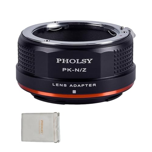 PHOLSY Lens Mount Adapter Manual Focus: Compatible with Pentax K Lens to Nikon Z Camera Body Pentax K to Nikon Z