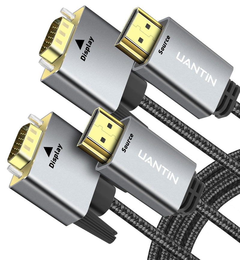 [AUSTRALIA] - 2 Pack HDMI to VGA Cable 6FT |Anti-Interference Gold-Plated Plugs| 1080P Aluminum HDMI Source to VGA Display Adapter (Male to Male) Compatible for PC,Laptop,Xbox,PS5,Monitor More 2 Pack 