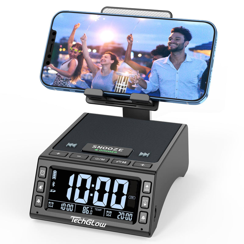 Gifts for Men Women Foldable Cellphone Stand with Bluetooth Speaker Charging Station Birthday Gift Idea for Mom Dad Cool Gadget Tech Gifts Black
